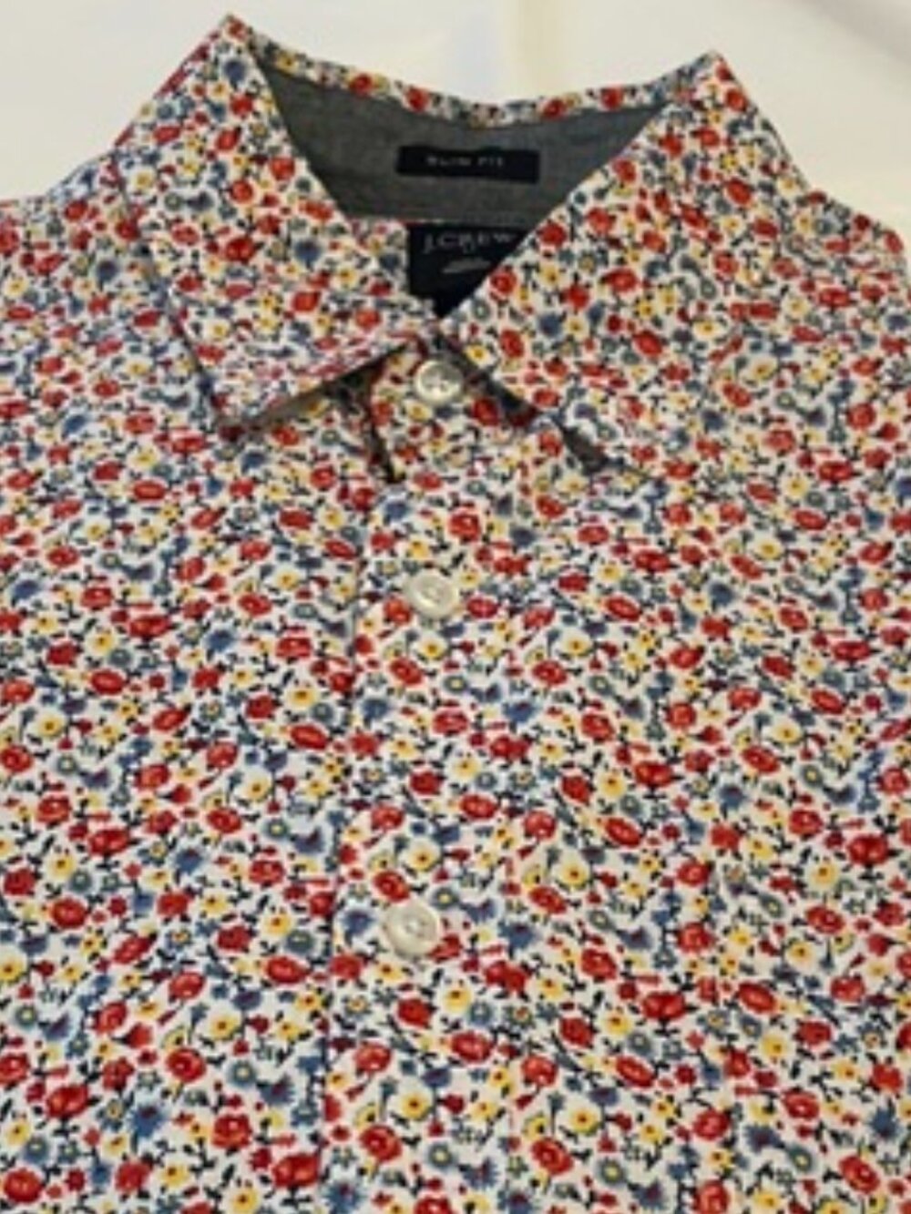 J. CREW Men's Slim Fit Shirt in Ditsy Floral Print 100% Cotton Size M Exc. Cond.